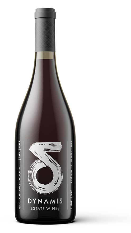 Product image of Fume Rose wine bottle on white background.