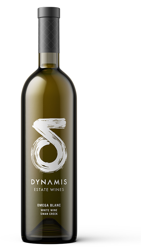 Bottle of Omega Blanc on a white background